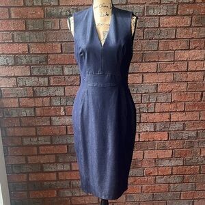 WHBM Navy Denim Sleeveless Midi Dress (8)
